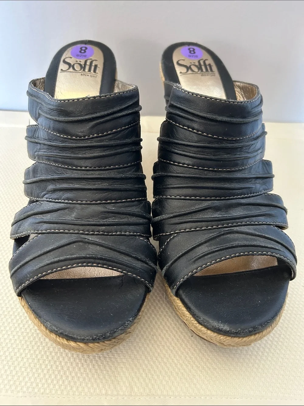 Sofft Ruched Leather Espadrilles